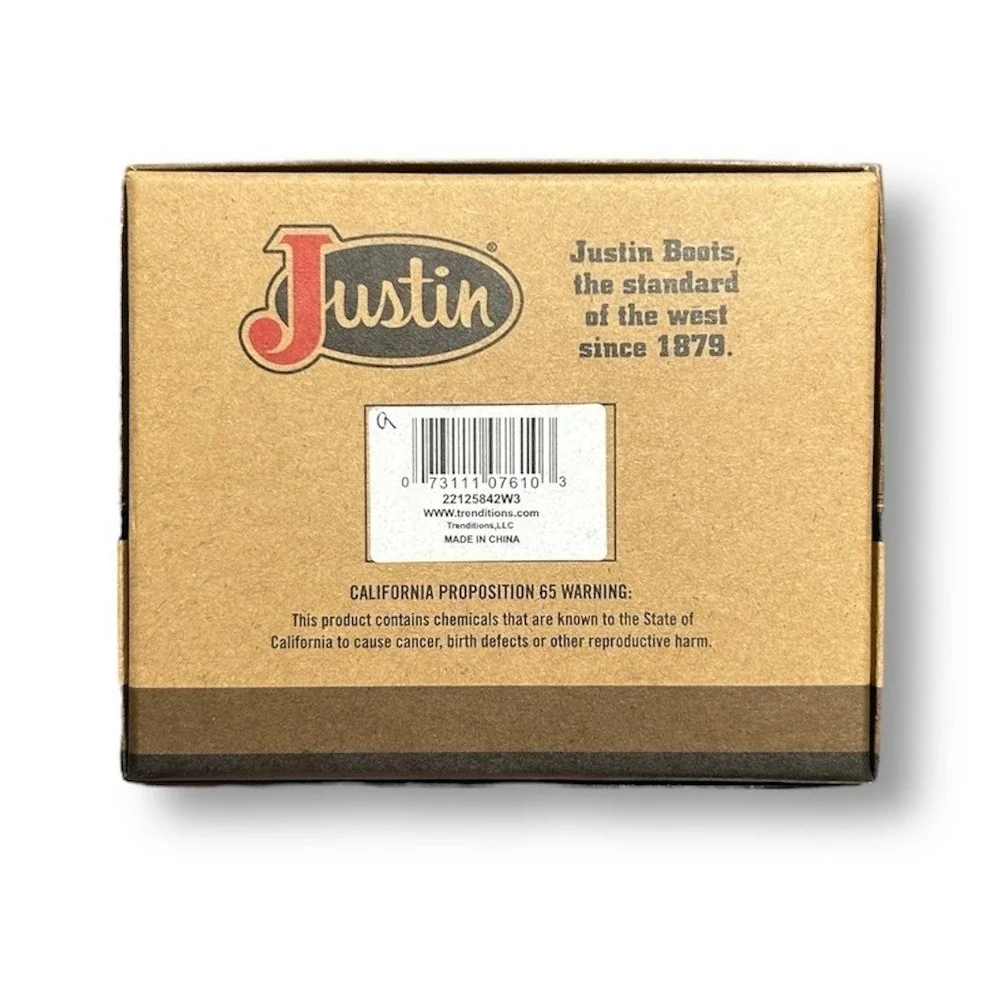 New Justin Brown Genuine Leather Bifold Wallet RFID Western Rodeo Boot Stitching
